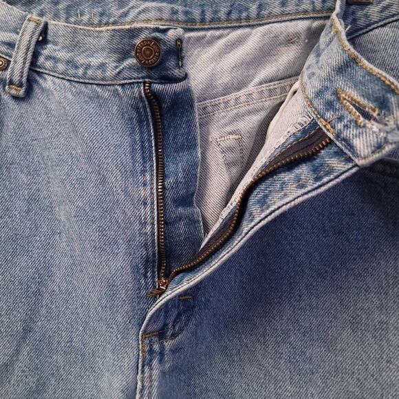 Lee Faded Denim Jeans Tag Worn Measure 35.5 x 28.5 Straight Leg Light Blue Wash - Picture 6 of 9